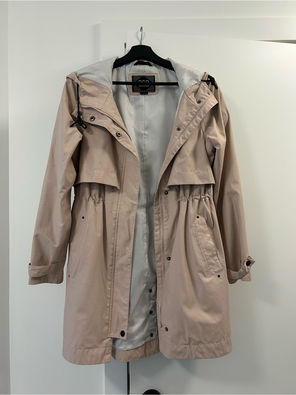 PGD Rainjacket -Women's Light Pink Hooded Trench Parka